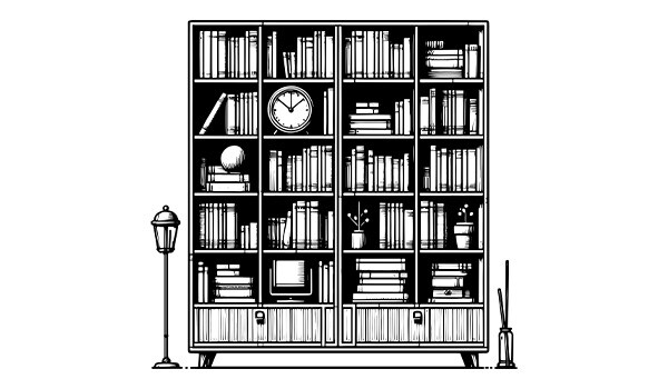 Bookshelf filled with books of every kind, including softcover and hardcover